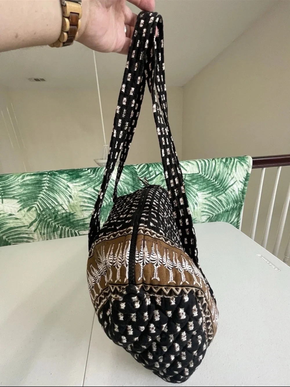Vera Bradley Black and Brown Patterned Quilted Tote